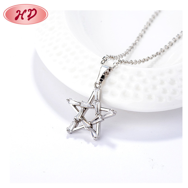 Mexico Fashion Crystal Zircon Star Silver Necklace For Women