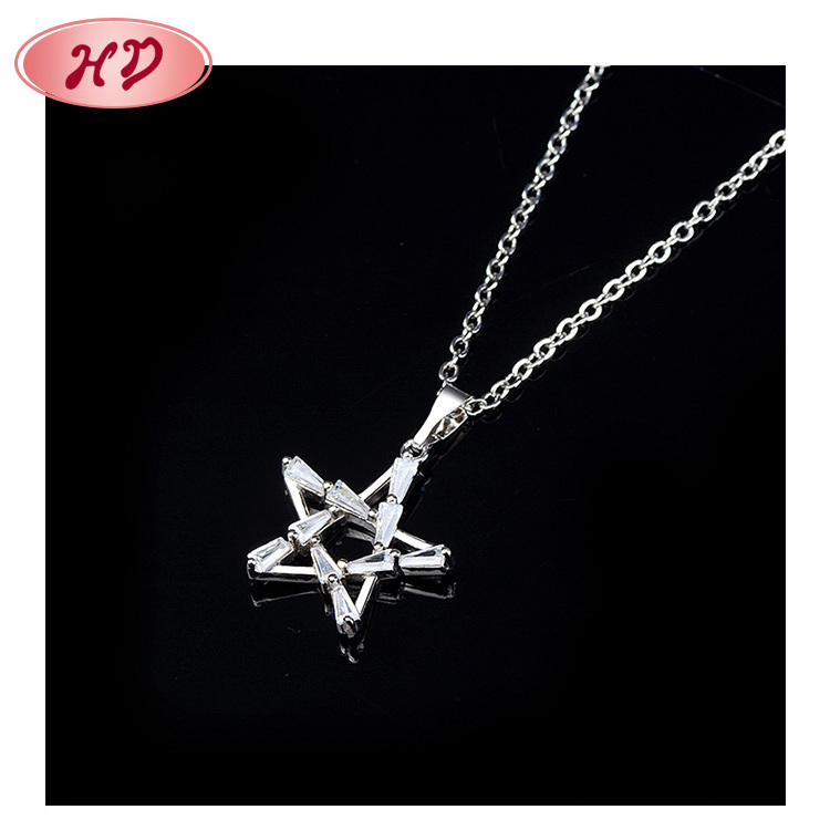 Mexico Fashion Crystal Zircon Star Silver Necklace For Women