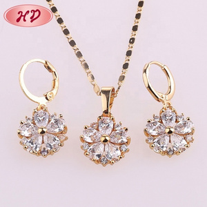 Brass Manufacturer Wholesale Price Latest 18 K Gold Plated Jewelry Fashion Jewelry Sets Necklace Set For Girls