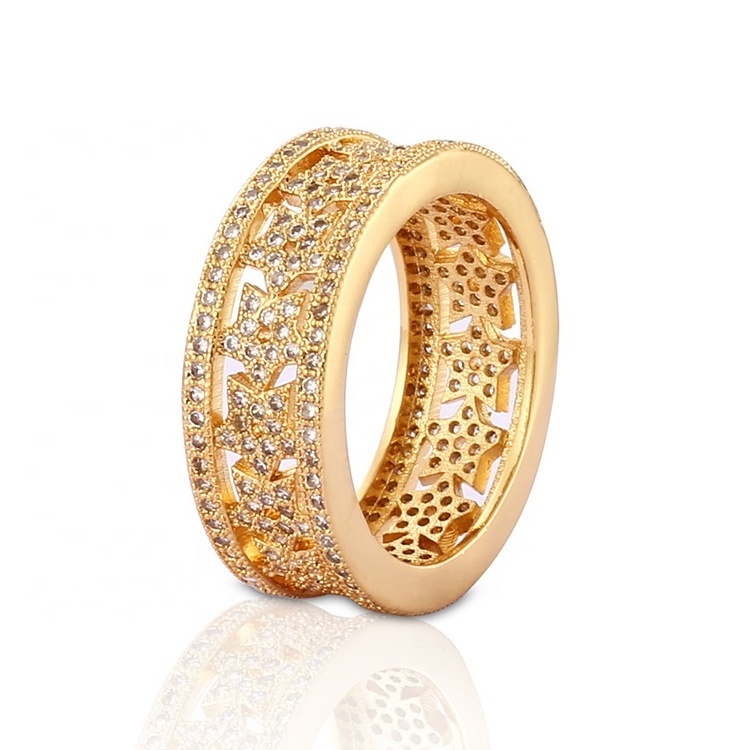 Wholesale Price Latest Couple Ring Design 24k Gold Plated Wedding Rings Jewelry Diamond Engagement Rings For Women