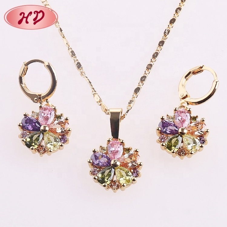 Brass Manufacturer Wholesale Price Latest 18 K Gold Plated Jewelry Fashion Jewelry Sets Necklace Set For Girls