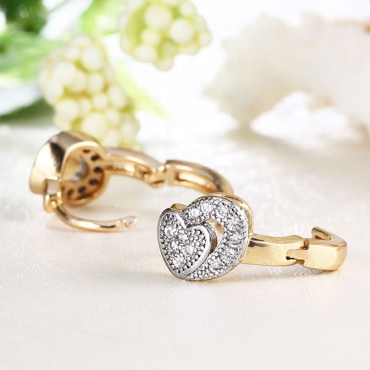 Fashion Princess White Stone White and 18K Gold Plated Huggies CZ Earrings For Women