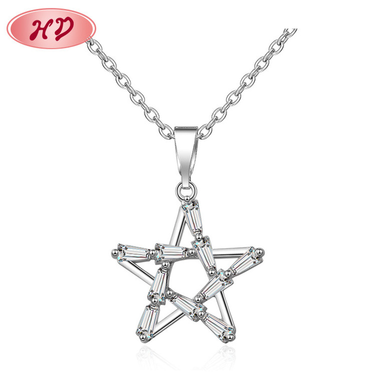 Mexico Fashion Crystal Zircon Star Silver Necklace For Women