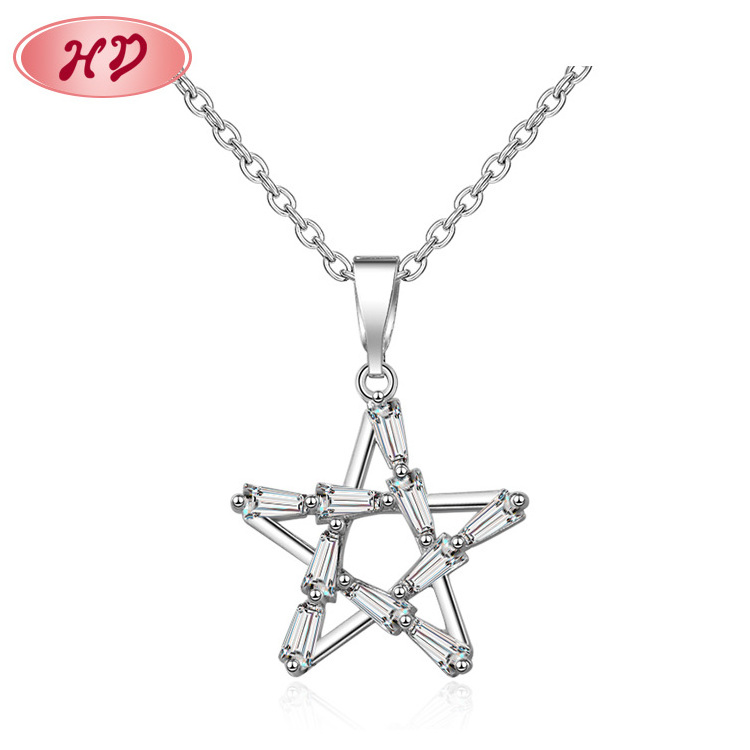 Mexico Fashion Crystal Zircon Star Silver Necklace For Women