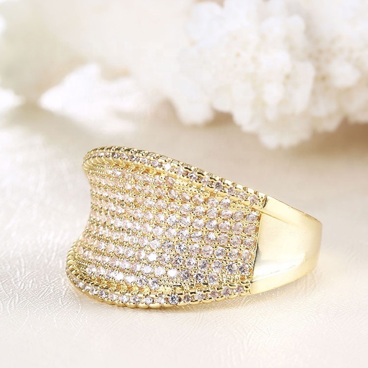 Hot Selling Square Fashion Wedding Engagement 18K 750 Simple Gold Jewelry Ring Without Diamond