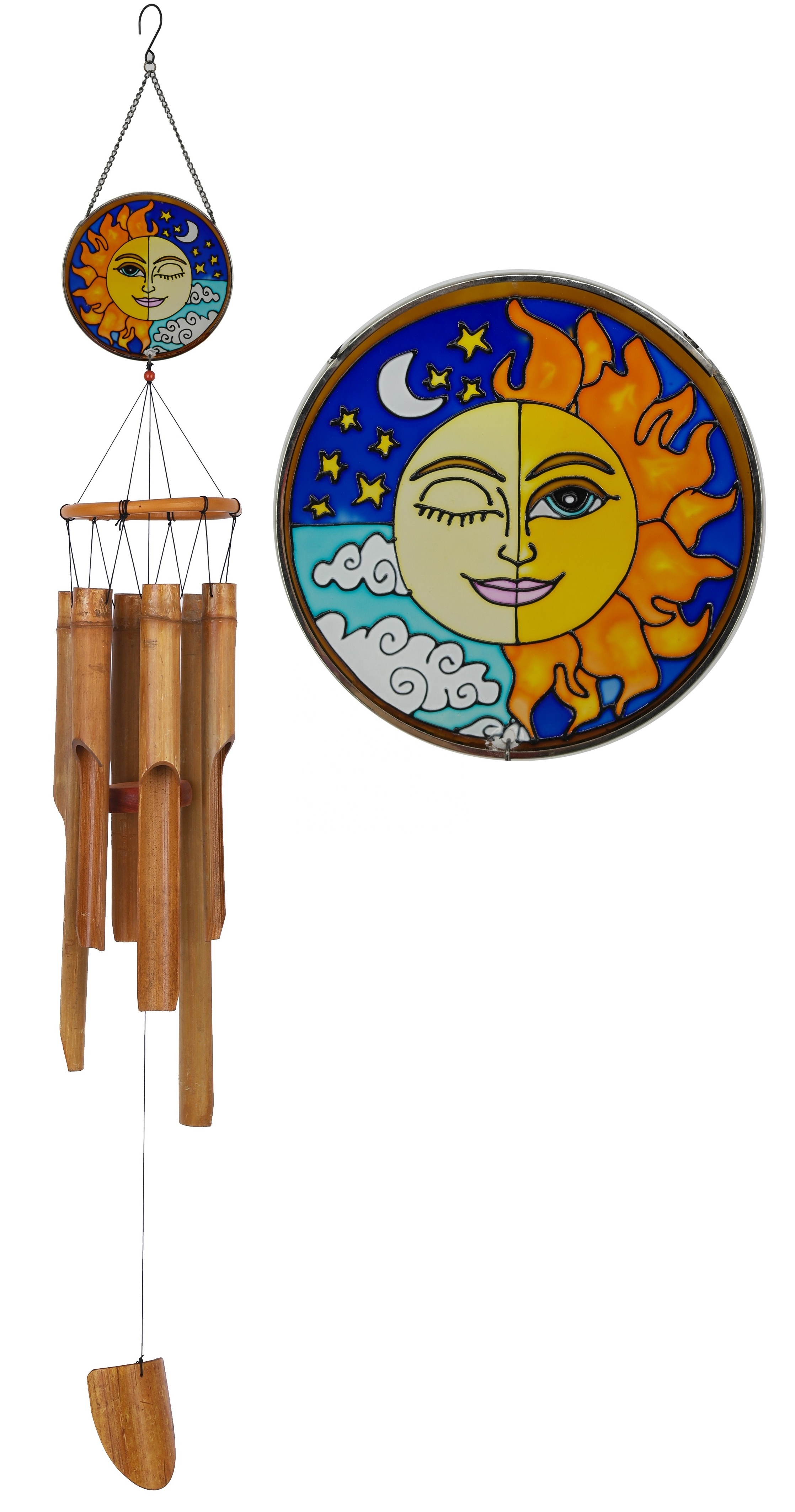 HF Chinese factory direct glass wind chimes with five bamboo tubes for relaxing sound