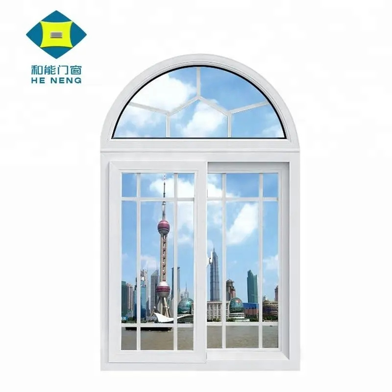 Guangdong aluminium alloy window arch grill design Aluminum Sliding Window With arched top