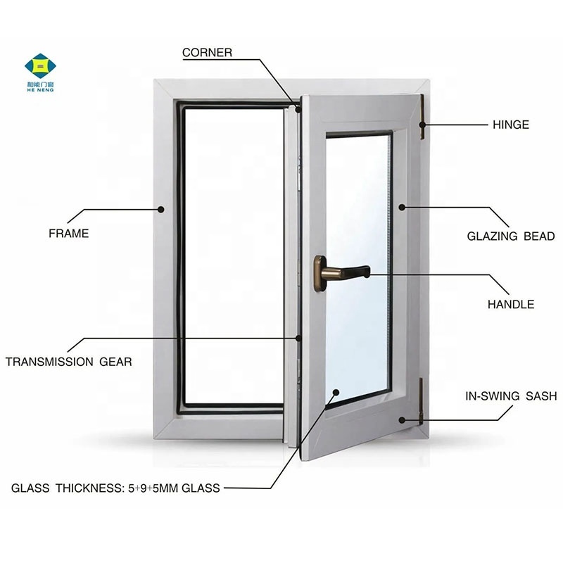 China Leading Manufacture vinyl replacement windows Double Swing PVC Profile Casement window upvc Window and Door