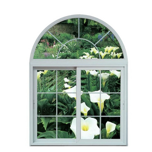 Guangdong aluminium alloy window arch grill design Aluminum Sliding Window With arched top