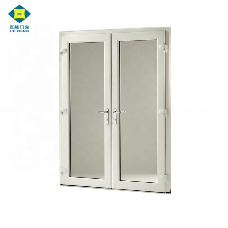 UPVC Wood Color Design Exterior Office Door With Opening Glass Window