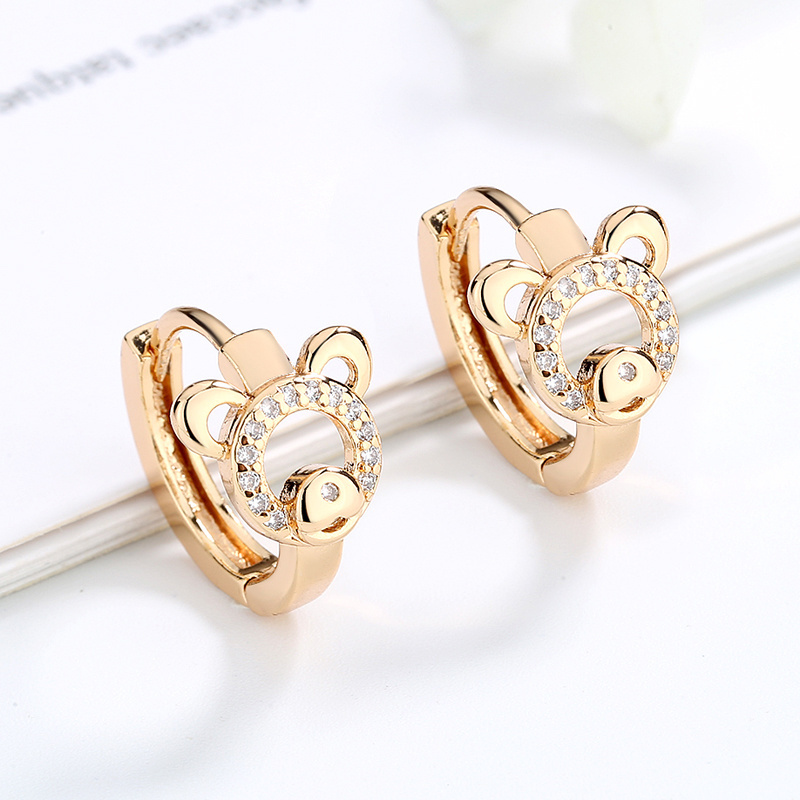 Wholesale Mouse Stainless Steel 18K Gold Plated Diamond Moissanite Fine Jewelry Earrings Stud Women Statement Earrings