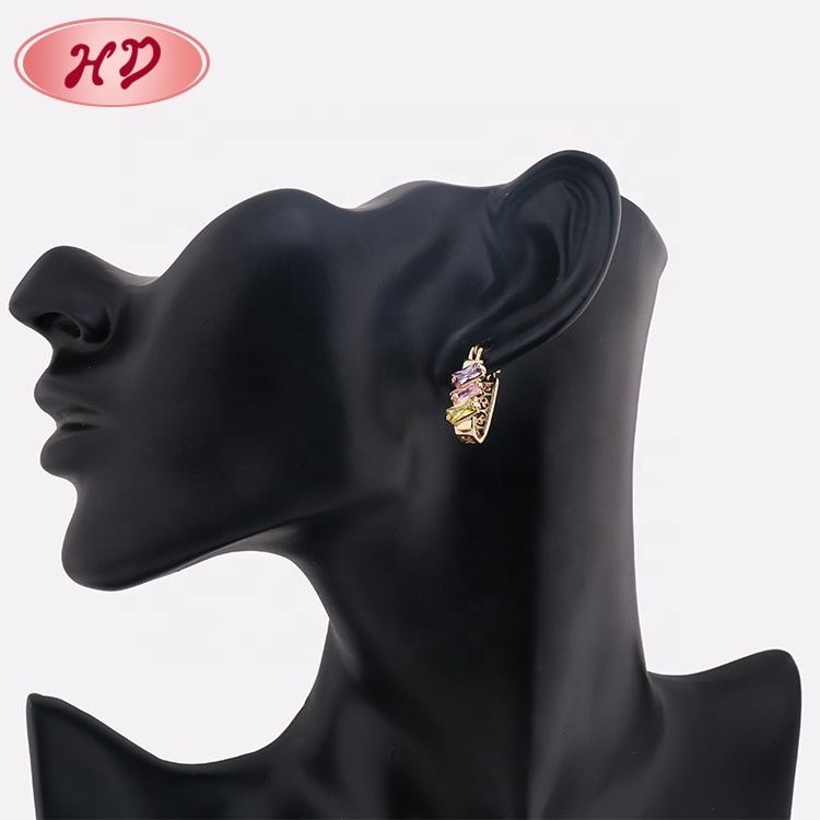 European style fashion white stone stud gold earrings for fashion women