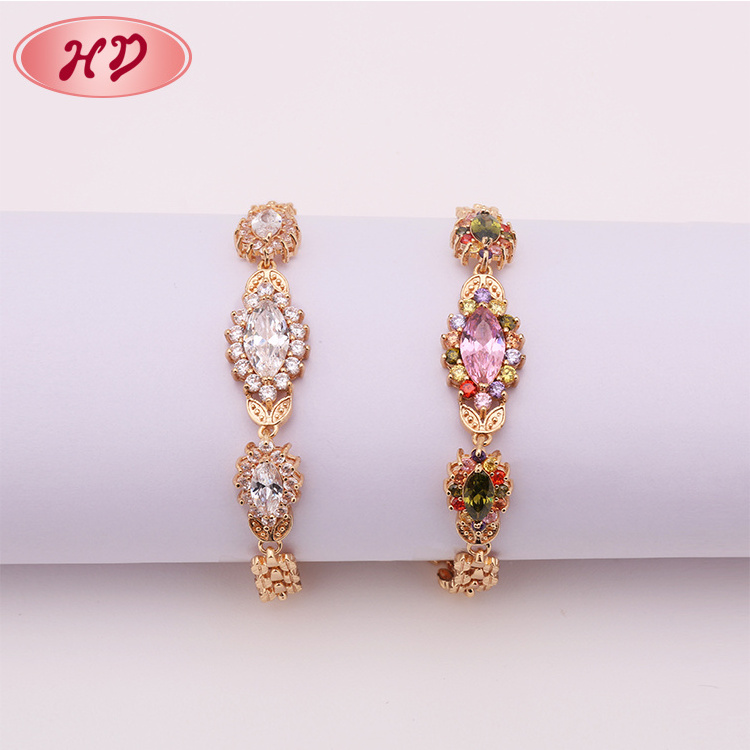 Wholesale 2016 Zircon Fashion Luxury colombian handmade 18K gold plated jewelry bracelets for womens