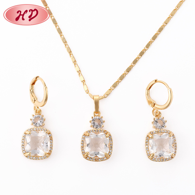 Gold Plated african jewelry sets wedding 18k gold zircon african jewelry set american diamond pendant jewelry