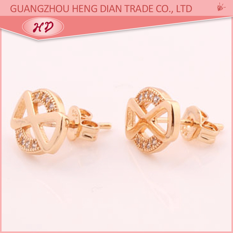 European style fashion white stone stud gold earrings for fashion women