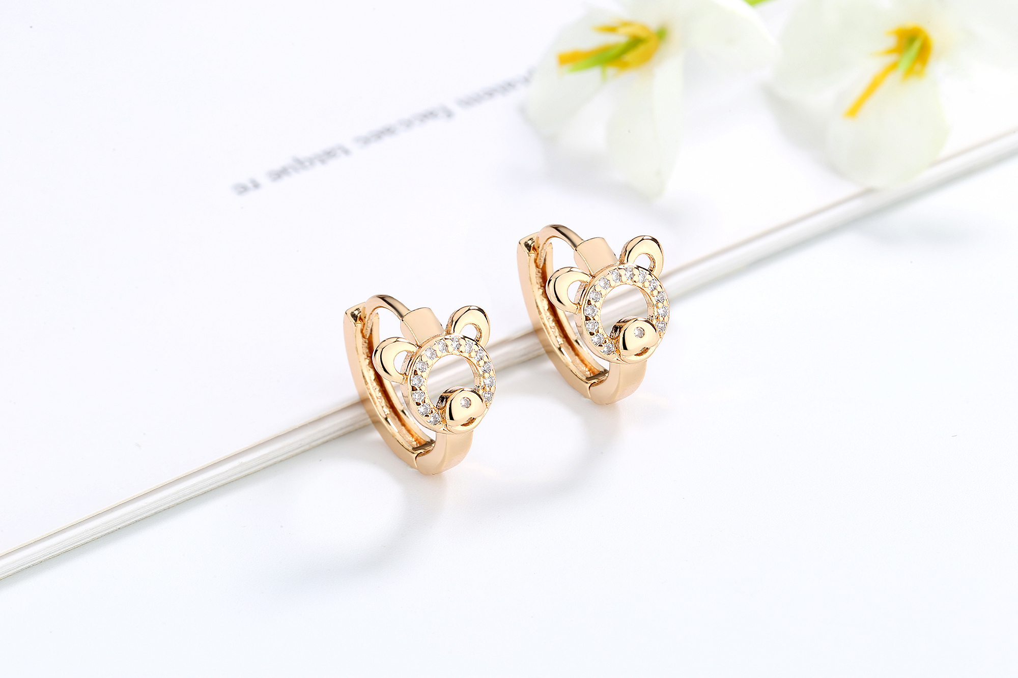 Wholesale Mouse Stainless Steel 18K Gold Plated Diamond Moissanite Fine Jewelry Earrings Stud Women Statement Earrings