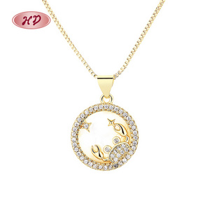 Fashion Luxury Aaa Cubic Zirconia 18K Gold Platedd Animal Jewelry Crab Pendant Necklaces For Women