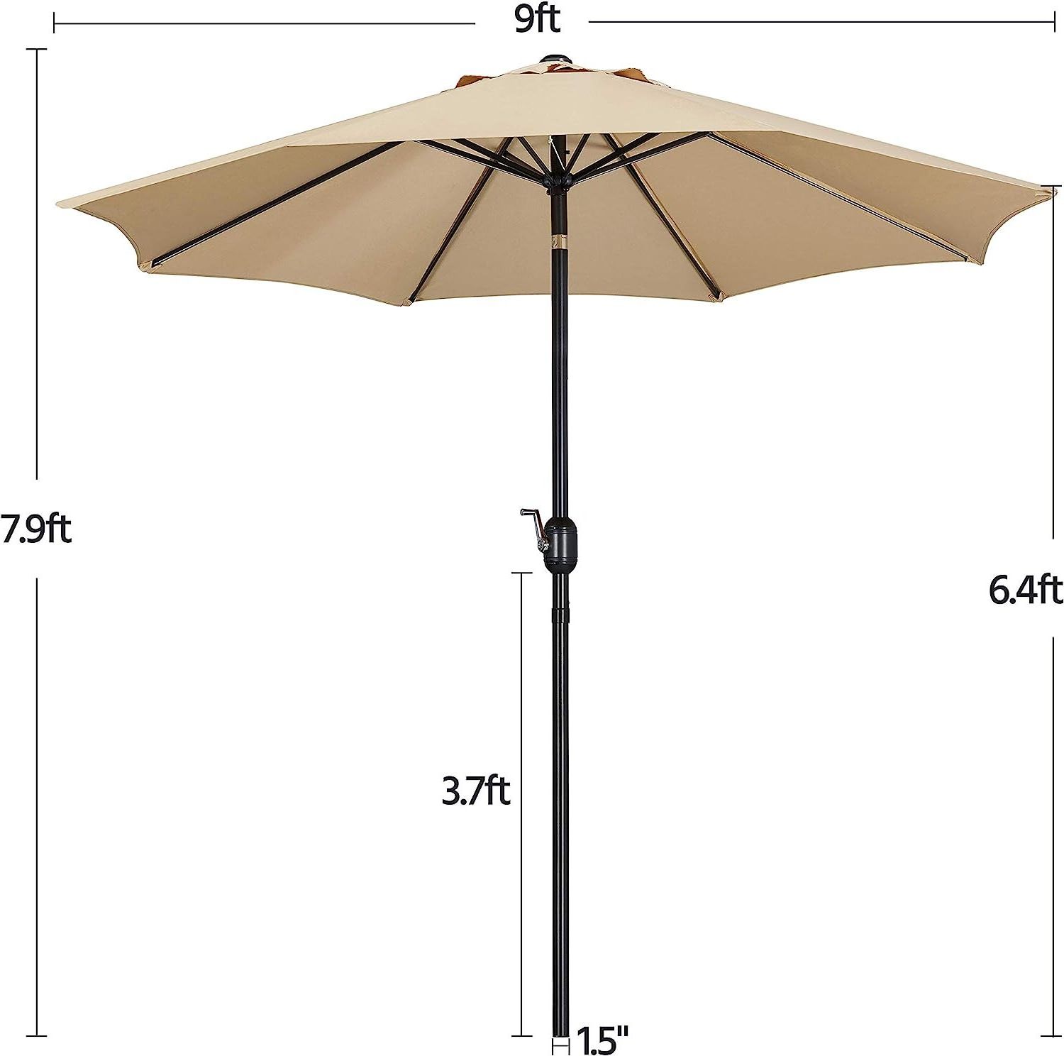 9FT Patio Umbrella Outdoor Umbrella Patio Yard Market Table Umbrella with Push Button Tilt & Crank for Garden