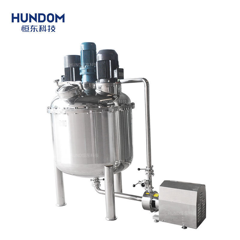 Sanitary factory price three motors mixing/disperser/homogenizer industrial  tank high shear pump  machine for cream liquid