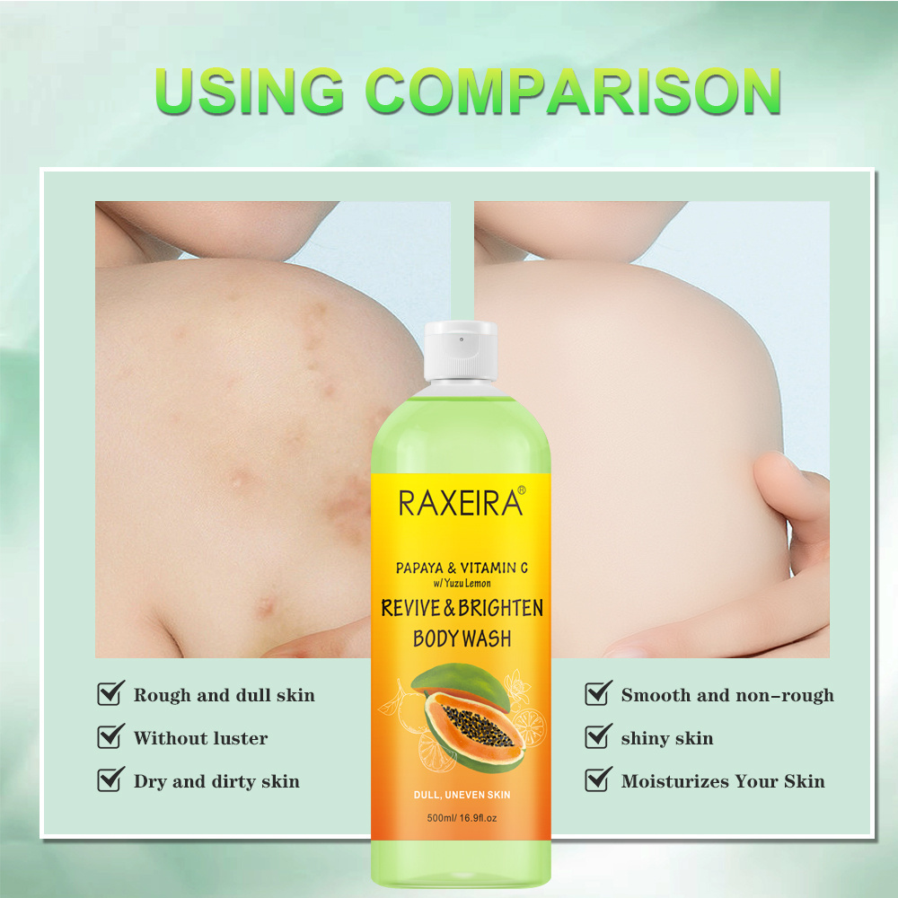 OEM/ODM Papaya Vitamin C Natural Body Wash Lightening Bath Exfoliating Shower Gel Wholesale Body Wash With Vitamin C