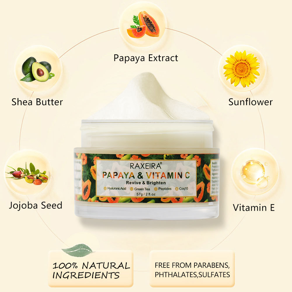 Best Sell Vitamin C Papaya Whitening Face Cream Beauty Skin Brighten Moisturizer Facial Papaya Cream