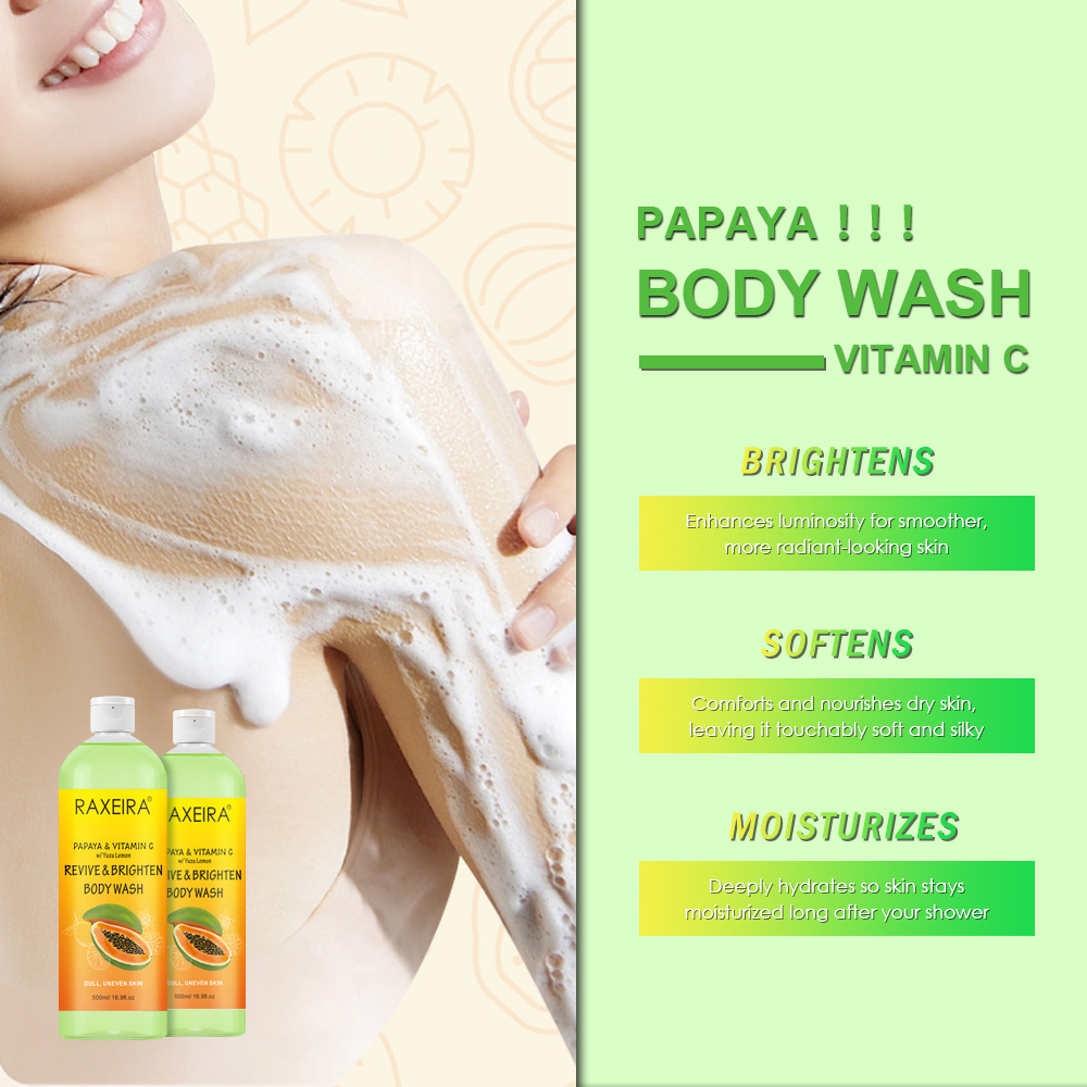 OEM/ODM Papaya Vitamin C Natural Body Wash Lightening Bath Exfoliating Shower Gel Wholesale Body Wash With Vitamin C