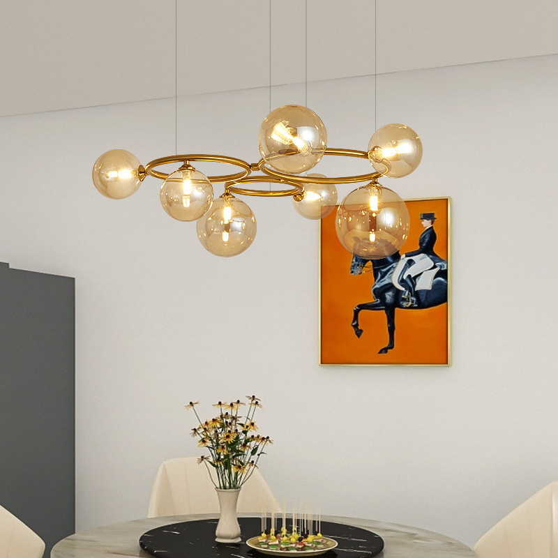 Modern Led Chandeliers Glass Bubble Brass Pendant Lamp Dining Room Living Room Shop Gold Black Pendant Light