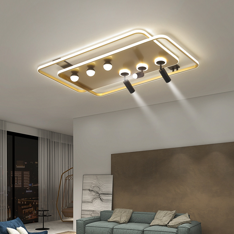 Modern LED Chandelier Lights For Living Bedroom Study Dimmable Gold Black Ceiling Lamps Fixtures With Spotlight