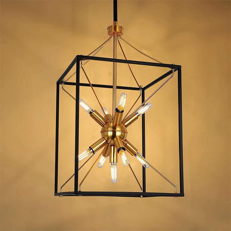 Lantern Chandelier Modern Single Head Gold And Black LED Pendant Light For Restaurant Dinning Room modern hanging pendant light