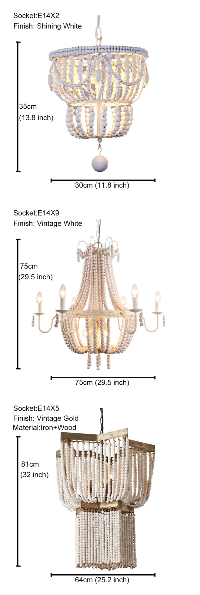 American Bohemian Retro Wood Art Chandelier Hanging Light Fixture Suspension Wood Bead restaurant lighting pendant