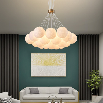 Bubble Chandelier Lighting Modern 3D Printed Moon Pendant Light Indoor Decor Hanging Lights Fixtures