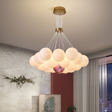 Bubble Chandelier Lighting Modern 3D Printed Moon Pendant Light Indoor Decor Hanging Lights Fixtures