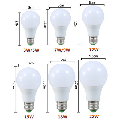 Aluminum 12V 24V 48V DC A60 7W 12W LED Light Bulb E27 E26 B22 Bulb Lamp