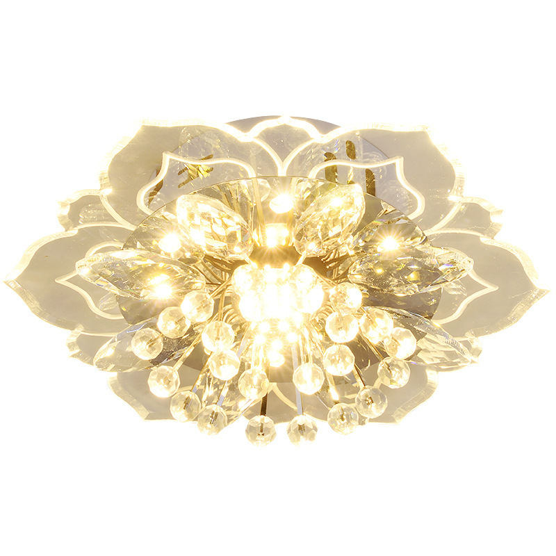 Luxury Gold Modern Crystal Petals LED Chandelier For Aisle Hallway Corridor Ceiling Light