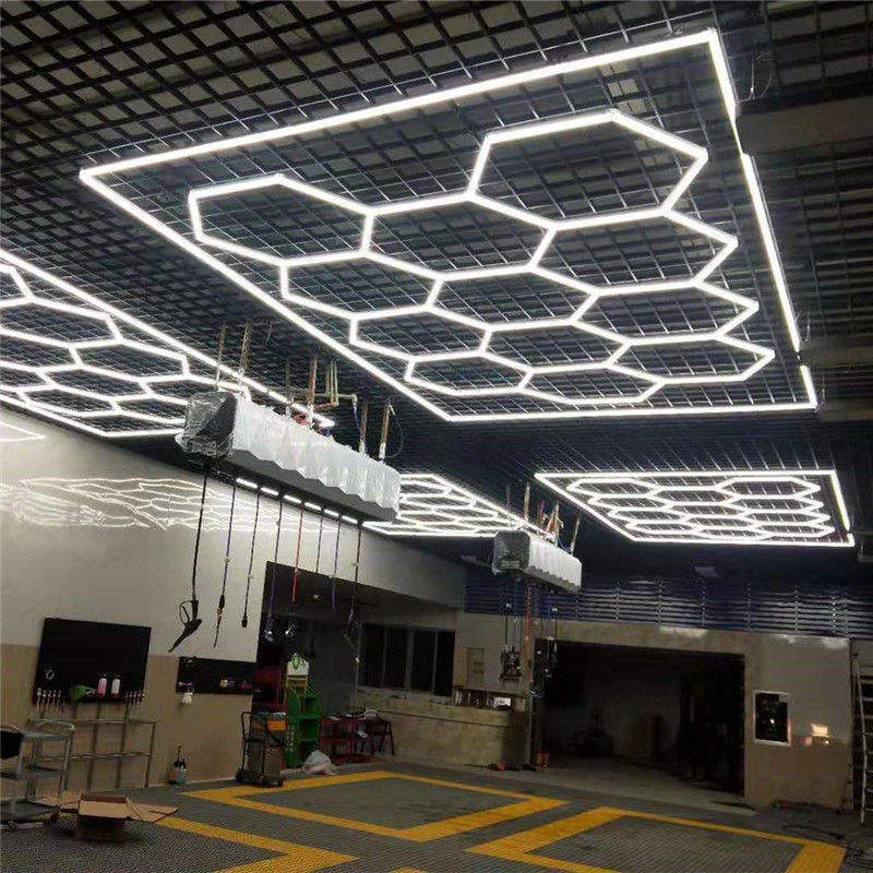 Dropshipping Honeycomb Auto Car Detailing Work Light Bar Car Wash Station 110V 220V Garage Ceiling Hexagonal Led Lights