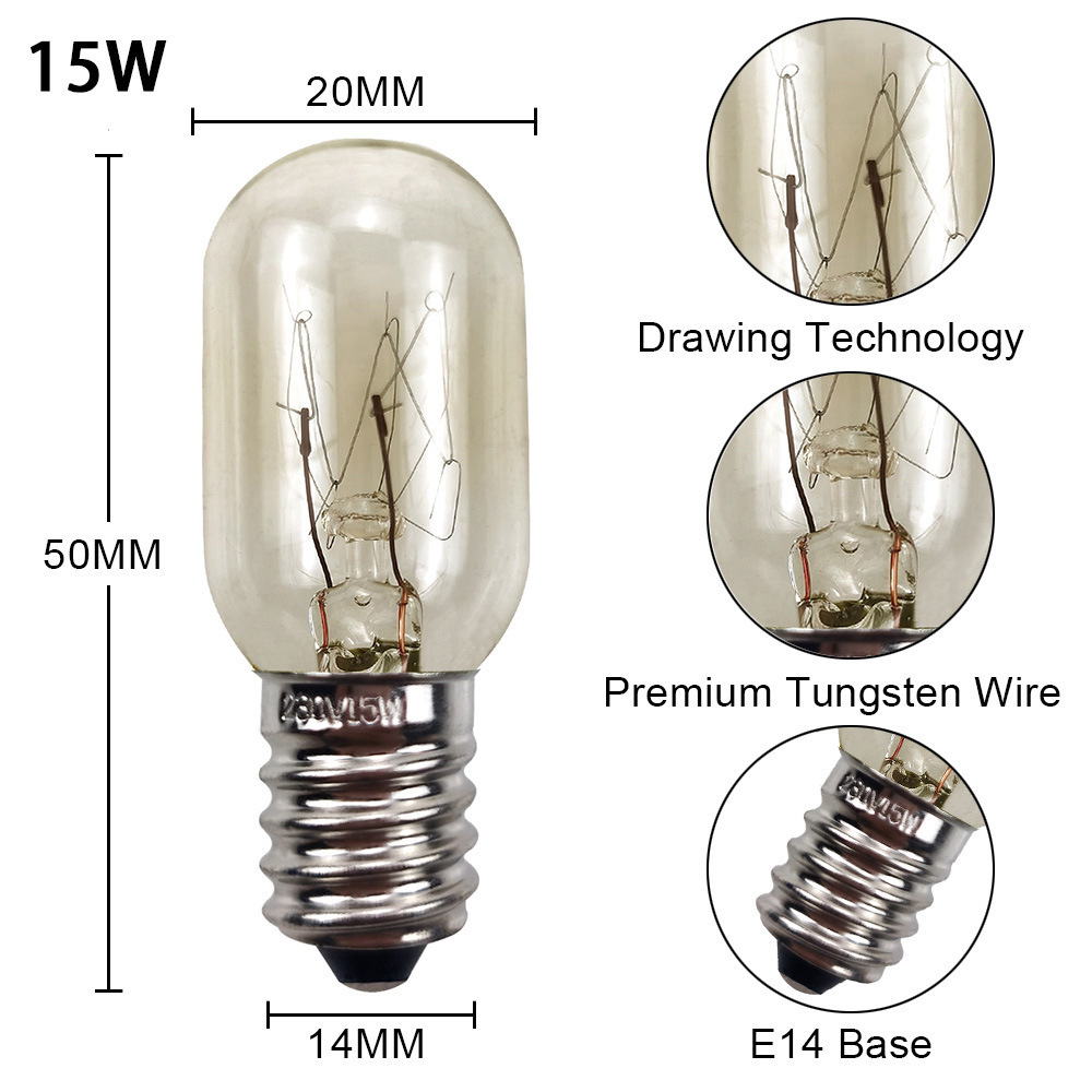 220V E14 LED Bulb Light 300 Degree Heat Resistant Microwave Oven Lamps Stove Lamp Salt Light Bulb