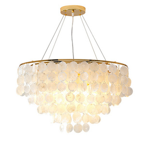 Shell LED Ceiling Hanging Lamp Nordic White Natural Seashell Chandelier E27 LED Bulb Home Hotel Pendant Light