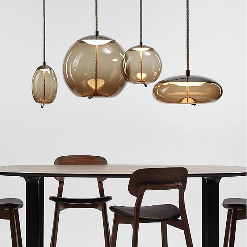 Globe Industrial Decor LED Lighting Fixtures Kitchen Restaurant Nordic Modern Hanging Glass Chandelier Pendant Light