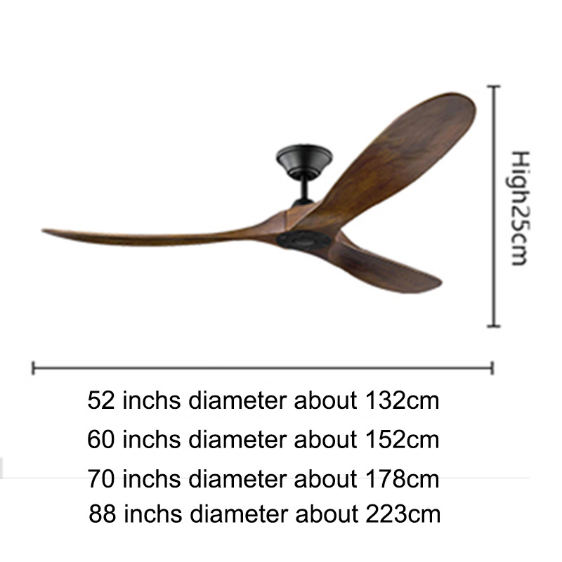 Large Ceiling Fan Remote Control Wood Blades Fans Chandelier Living Room Bedroom Hotel 3 Blade Ceiling Fan Pendant Light