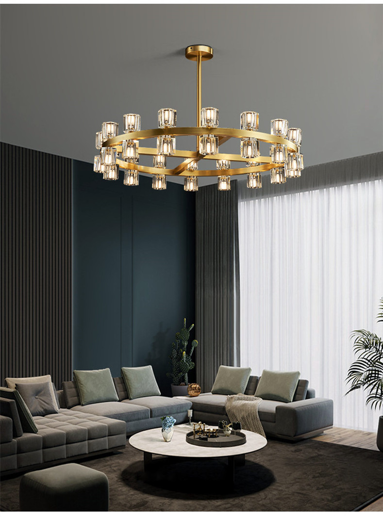 2022 New Designer American LED Chandelier Pendant Light Lustre K9 Crystal Chandelier Gold Light Luxury Chandelier