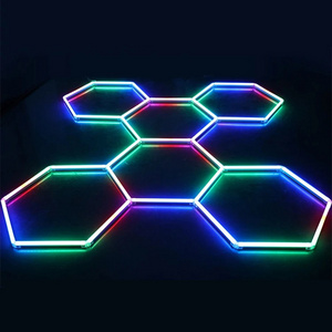 Customized Hex Garage Lights Honeycomb Workshop Car Detailing Lamp RGB Hexagonal LED Light