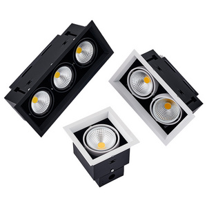 Single Twin Triple Adjustable Grille Lights Multiple Ceiling Recessed Downlights Cob Dimmable Led Downlight