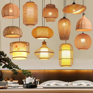 Handmade Rattan Chandelier Natural Hotel Restaurant Home Decor Bamboo Pendant Light