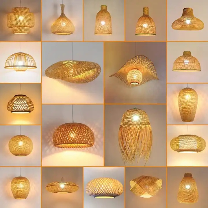 Handmade Rattan Chandelier Natural Hotel Restaurant Home Decor Bamboo Pendant Light