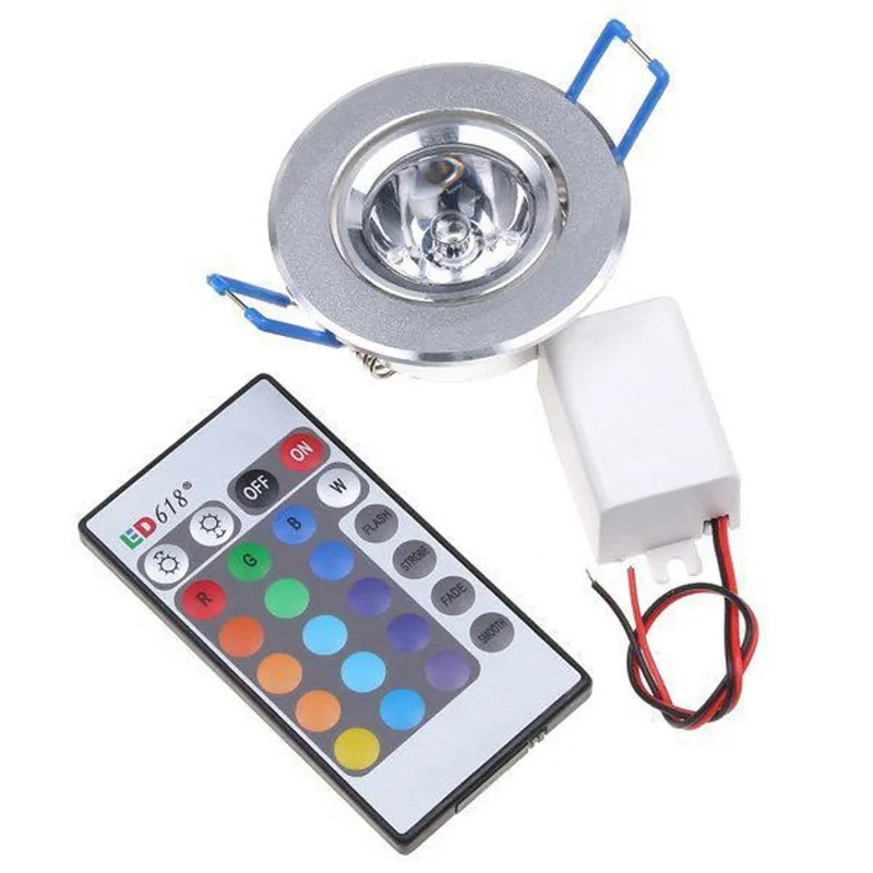 Recessed Mini LED Ceiling Spot Light 3W RGB with Remote Control Dimmable LED COB Down Light