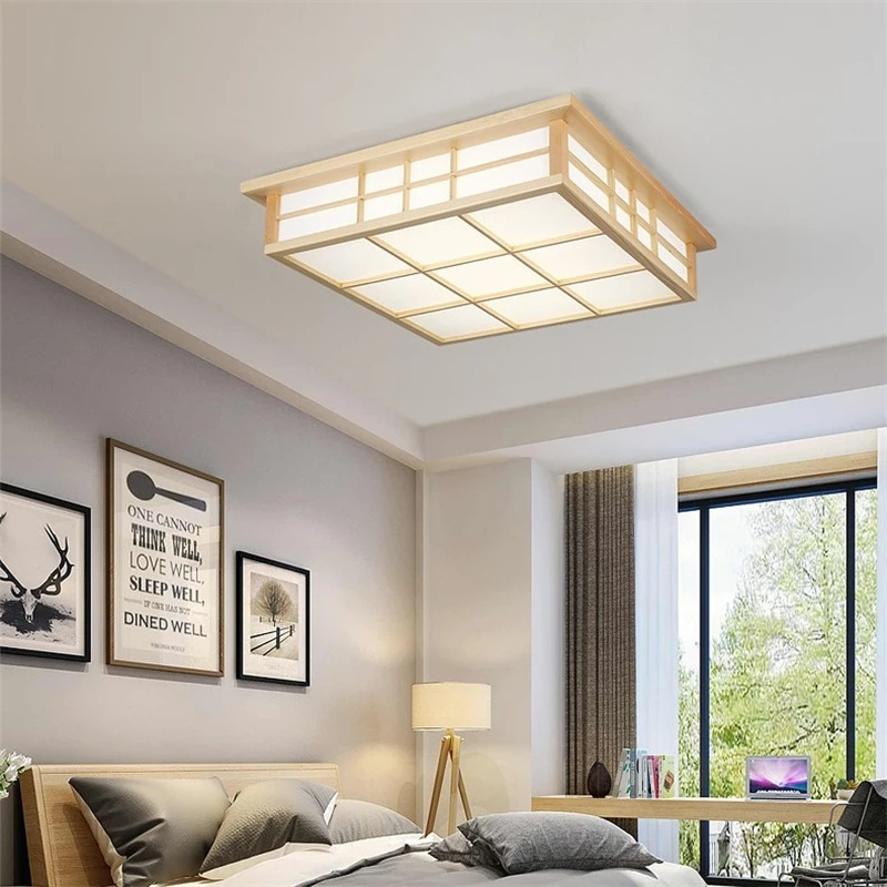 Bedroom Living Room Study LED Lamps Flush Mount Light Ceiling Indoor Japanese Light Wooden LED Ceiling Lights