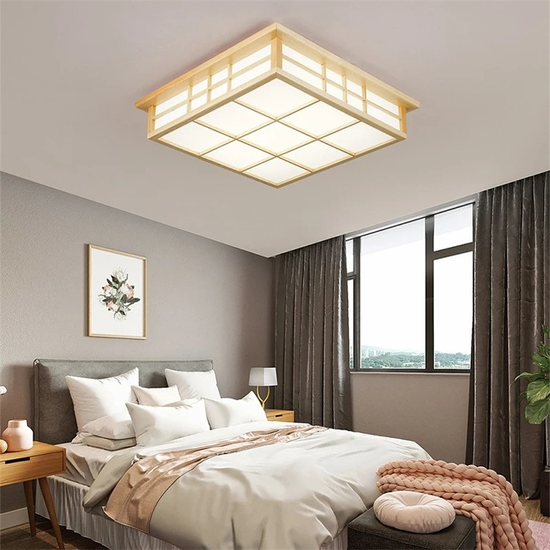 Bedroom Living Room Study LED Lamps Flush Mount Light Ceiling Indoor Japanese Light Wooden LED Ceiling Lights