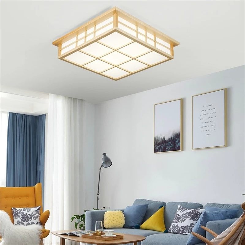 Bedroom Living Room Study LED Lamps Flush Mount Light Ceiling Indoor Japanese Light Wooden LED Ceiling Lights