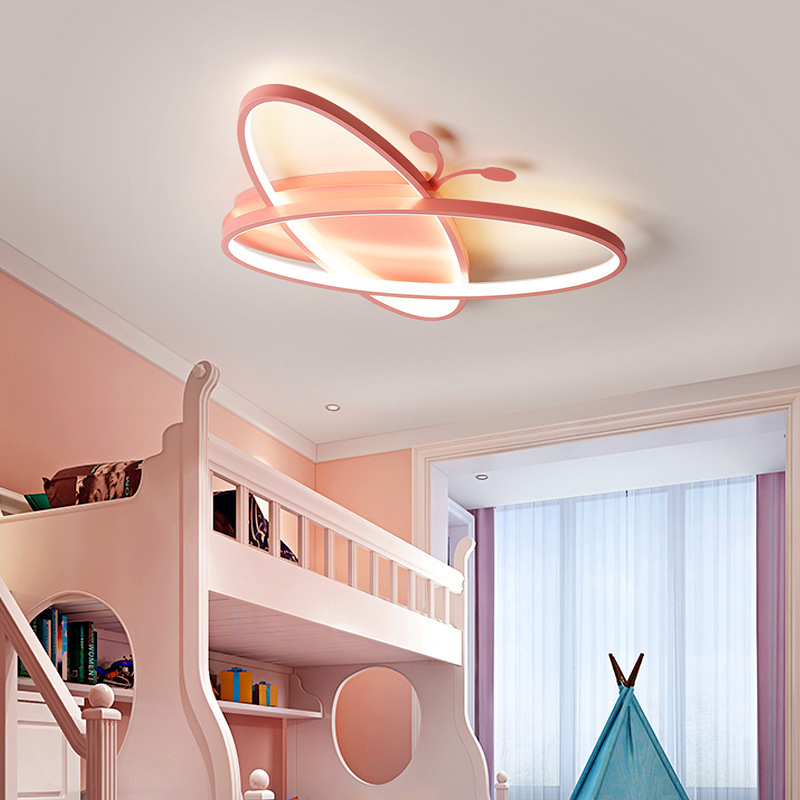 Blue Pink Cartoon Butterfly Children's Lamps Modern Led Chandelier Lights For Kids Room Ceiling Lighting Luminaire Fixtures