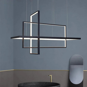 Modern Minimalist Rectangle LED Pendant Lights Dining Room Kitchen Chandeliers Home Decorations Hanging Lamps Fixtures